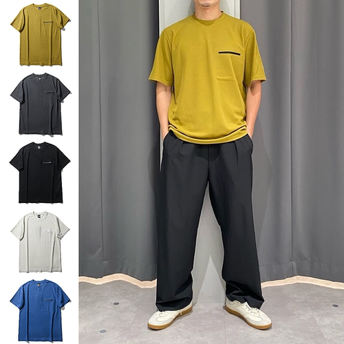 PSENY臻品 意式高端 蜂窝肌理透气夏季男士超声波压胶口袋短袖T恤