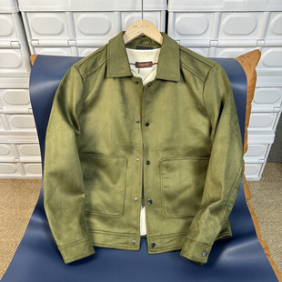 儒雅有型！高端麂皮绒面料！欧单秋冬弹力透气休闲翻领夹克男外套