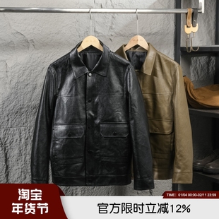 满满高级感！上身板正帅气！秋季男士时尚休闲机车翻领皮衣夹克潮