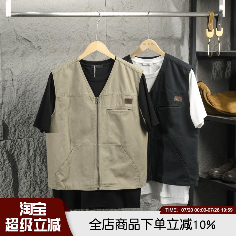 品质精湛！100全棉水洗秋冬男女情侣工装休闲时尚百搭背心马甲潮