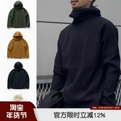 意奢重磅华夫格秋冬男士 弹力轻量透气机能有型堆堆高领连帽套头衫