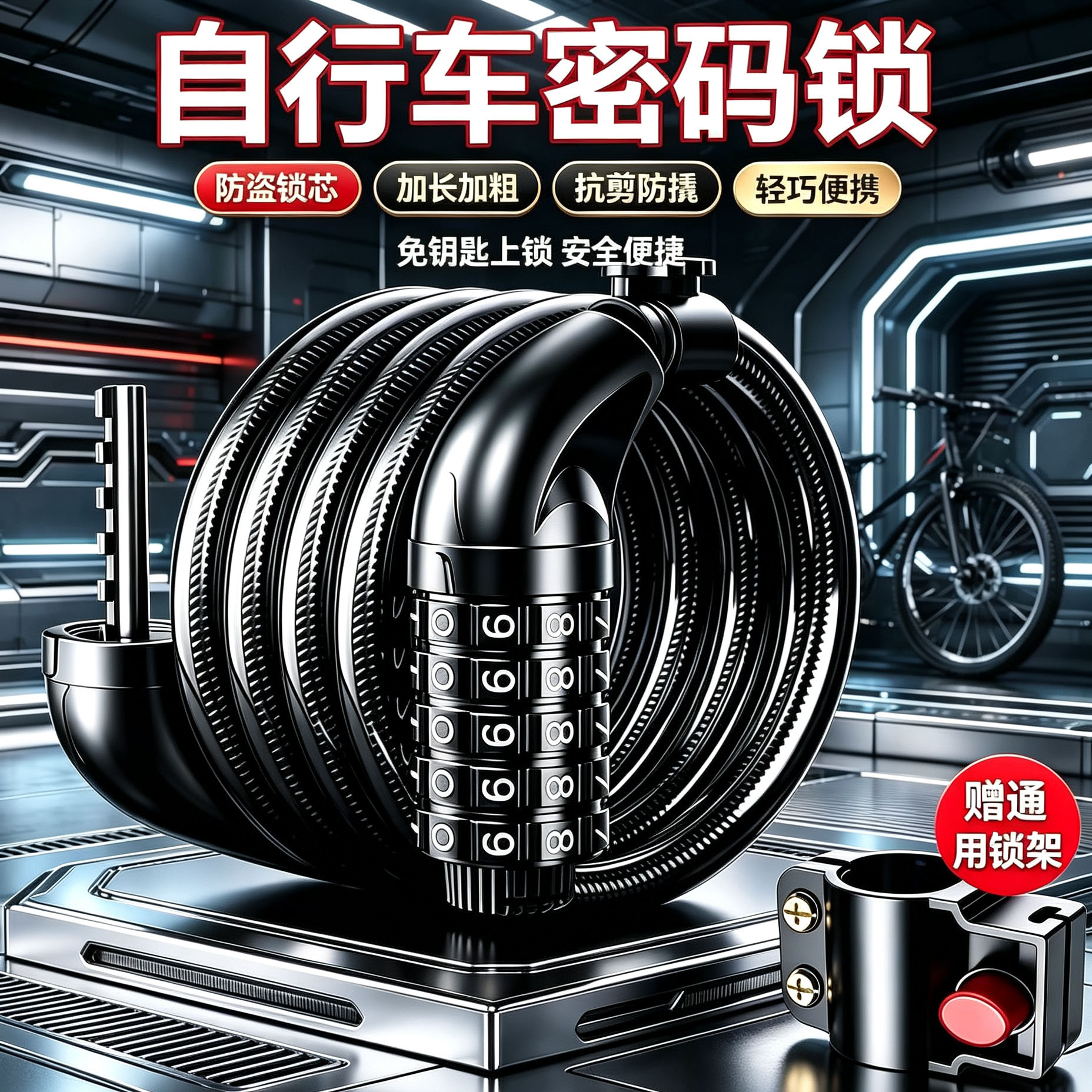 智维防盗环形圈配件装备自行车锁图片