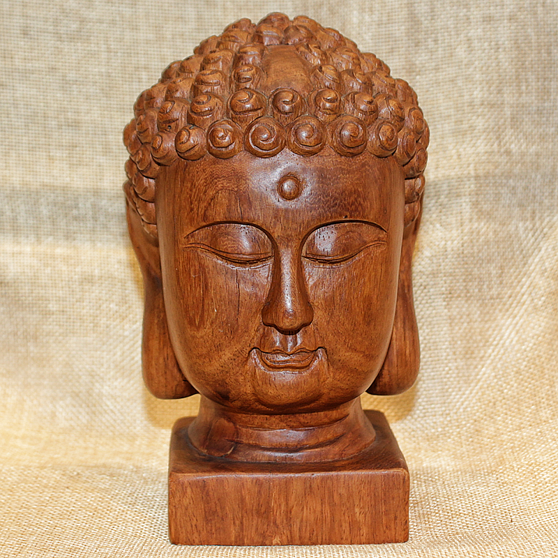 新中式红木雕刻人物佛像缅甸花梨木雕工艺品神像释迦摩尼佛头摆件