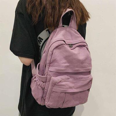 acity Solid Color Womens Backpack Student Zipper School Bag