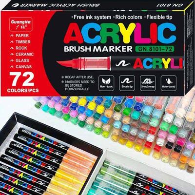 120 Colors Acrylic Paint Pens Markers Brush Tip Paint Marker