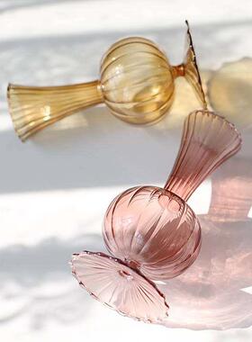 Retro glass vase flower transparent brown and yellow norther