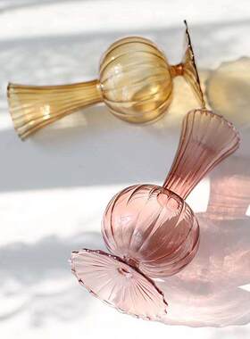 Retro glass vase flower transparent brown and yellow norther