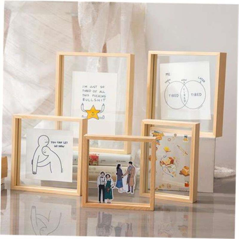 Corkboard photo wall solid wood frame blackboard pine office