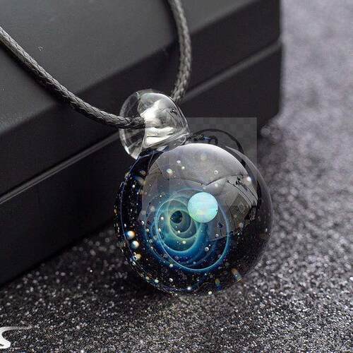 newStar glass ball universe Star Glass Pendant Necklace B