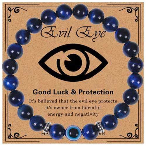 Evil Eye Bracelet Natural Map Stone Devils Eye Beaded
