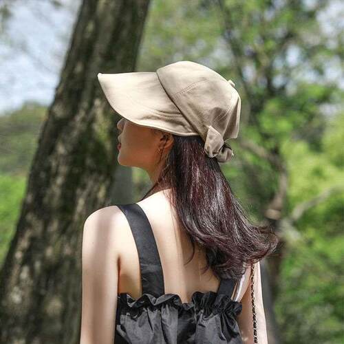 Summer New Bow Soft Top Large Rim Sunshade Hat Womens Sprin