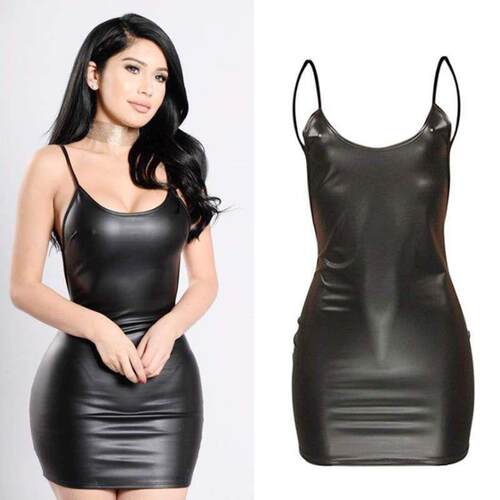 High stch open back dress sling bag hip leather skirt20