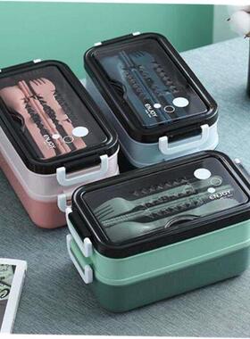 Double layered lunch box, microwave oven, student lunchbox