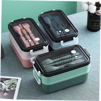Double layered lunch box, microwave oven, student lunchbox
