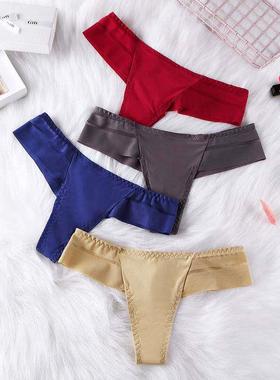 Ice silk nontrace lowrise T pants sexy lace underwear 女裤