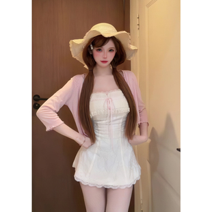 现货！晨曦纯露~夏季纯欲风法式小众设计开衫连衣裙小个子款套装