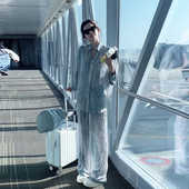 垂感阔腿裤 今年流行春秋慵懒居家风通勤外穿搭配一整套 豹纹衬衫