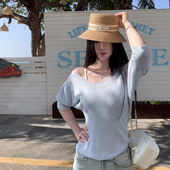 女慵懒风蝙蝠袖 3个色现货 V领毛针织衫 春季 打底上衣女 卡西米尔