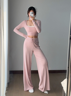 垂感瑜伽裤 高腰休闲宽松阔腿健身训练跑步 韩系柔软弹力直筒运动裤