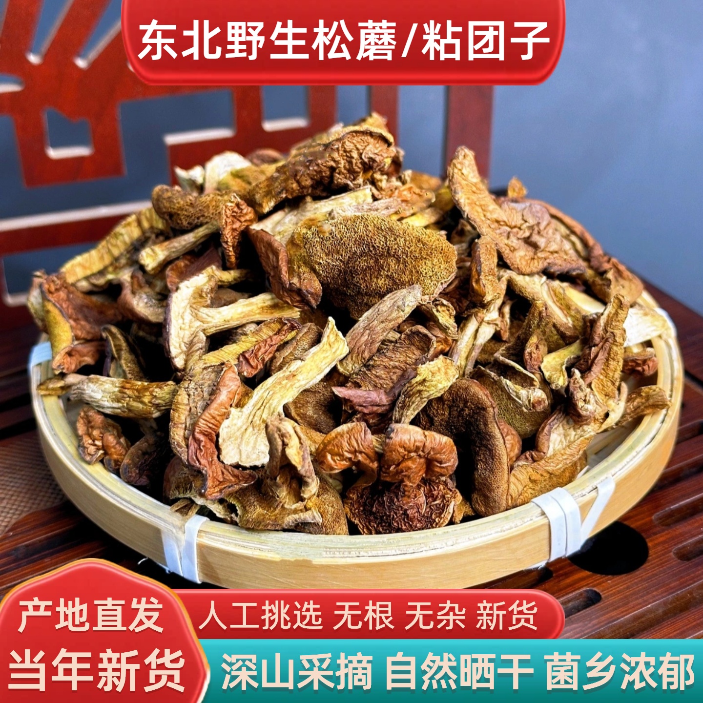 东北野生松蘑菇干货粘团子牛肝菌