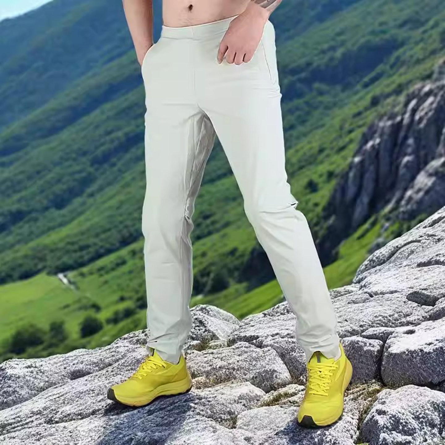 速干裤男款夏薄款修身徒步运动户外登山裤男防水透气弹力休闲裤子