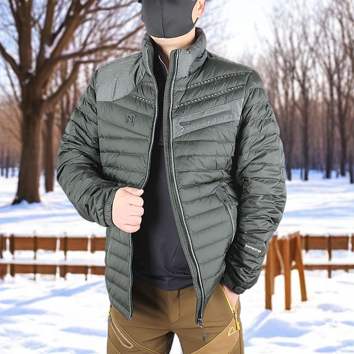 新款排骨羽绒服男士户外防风防水