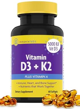 InnovixLabs Vitamin D3 K2-5000 IU Vitamin D3 Plus 600 mcg