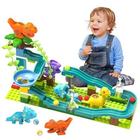 Exclusive Dinosaur Marble Run Building Blocks with Trigge