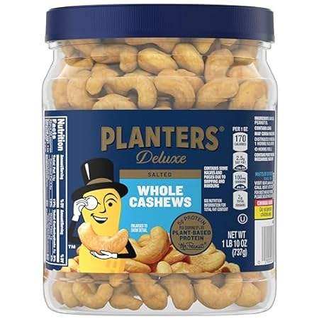 planters fancy whole cashews with sea salt, 10 oz. reseal