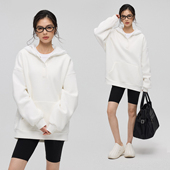 ZzZHANG｜时髦鍍家_冬季 羽绒棉帽子拼接减龄长袖 宽松加绒休闲卫衣