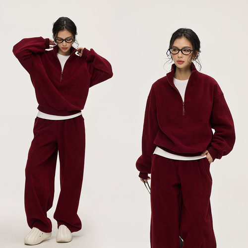 舒适慵懒立领卫衣长裤休闲套装