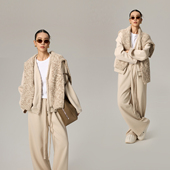 ZzZHANG｜造型利器_时尚 三件套 长裤 设计感V领花辫创意开衫 长袖