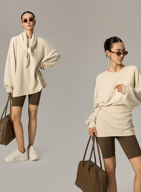 ZzZHANG｜chill出街_慵懒风廓形落肩大版T恤圆领休闲时尚长袖上衣