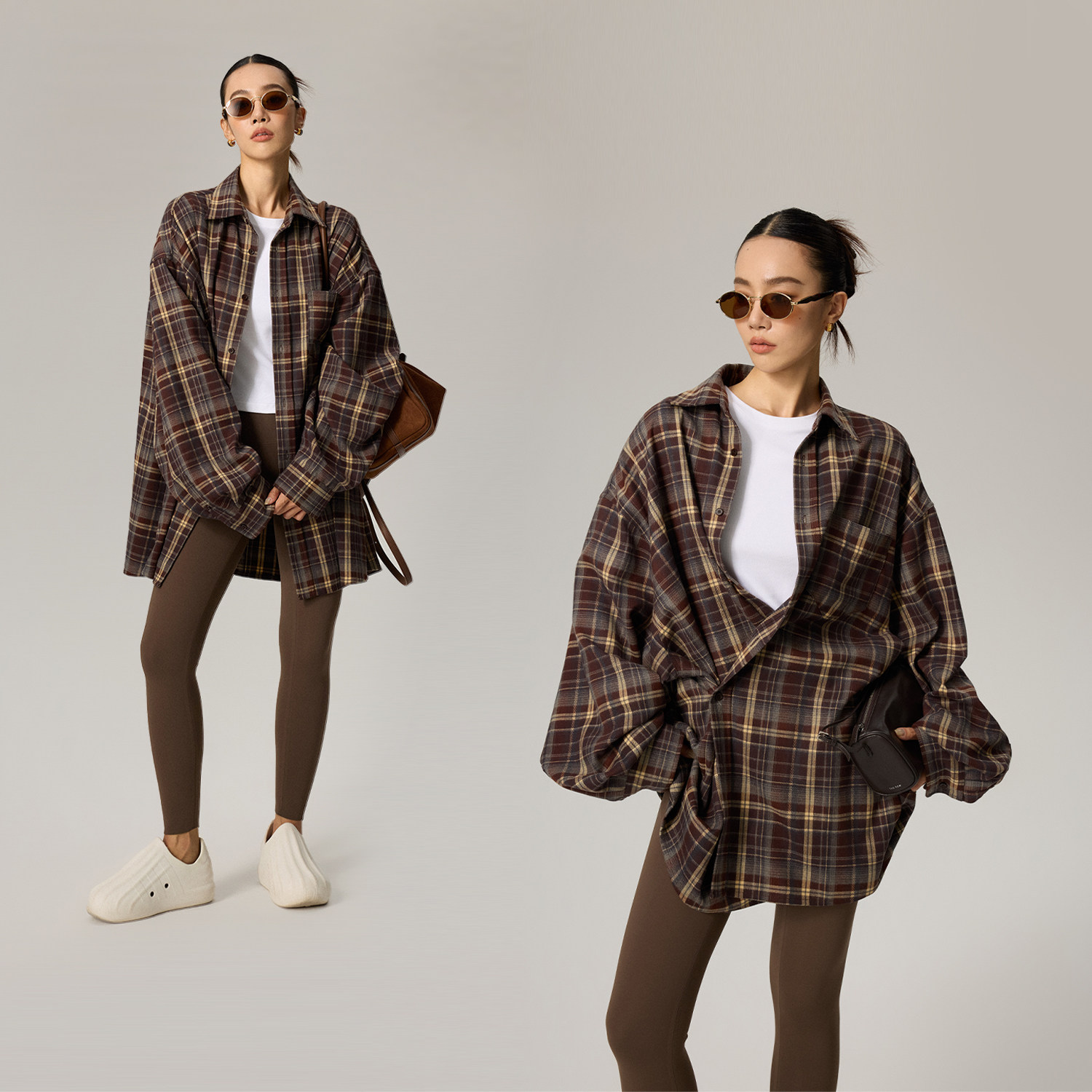 百搭格子慵懒休闲衬衫秋廓形衬衣