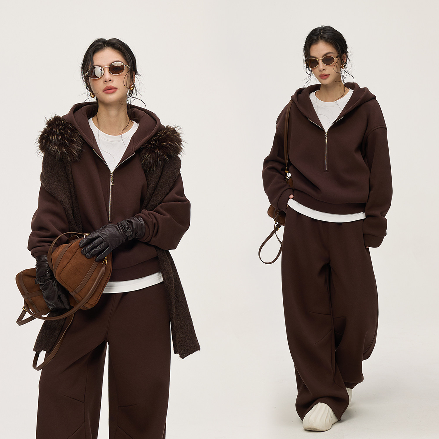 ZzZHANG｜Cozy日常_休闲松弛感利落显瘦加绒连帽卫衣长裤套装,女装/女士精品,休闲运动套装,淘宝优惠券,粉丝福利购,淘宝优惠卷