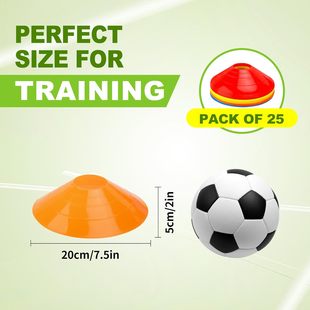 25pcs Agility Soccer Cones with Carry Bag for Football Cones