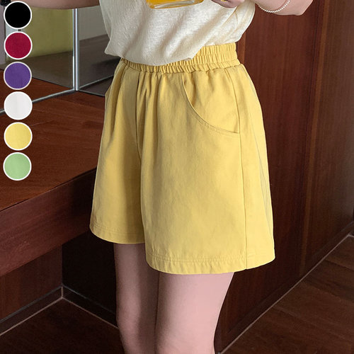 松紧腰斜纹棉短裤宽松