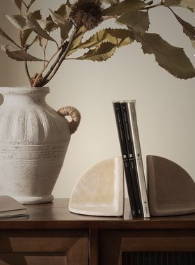 栗石侘寂风复古做旧双耳陶瓷花瓶摆件高级感客厅民宿插花粗陶花器