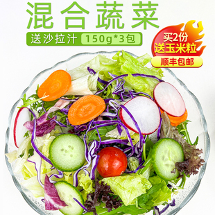 混合蔬菜色拉食材生菜轻食健身餐配菜食材 新鲜蔬菜沙拉150g 3包