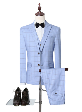 男士秋冬季职业西服套装商务正装三件套新郎伴郎结婚礼服韩版修身