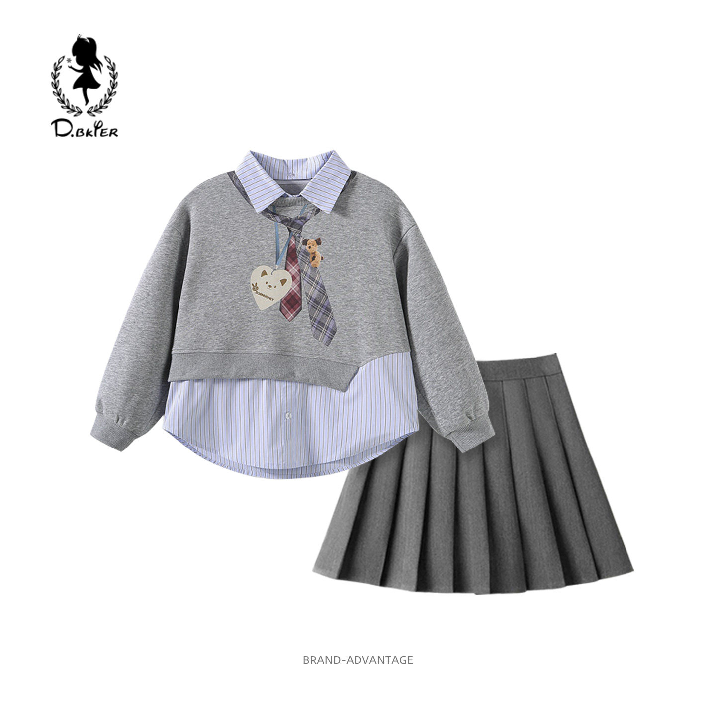 Hi!Fish女童学院风裙子套装