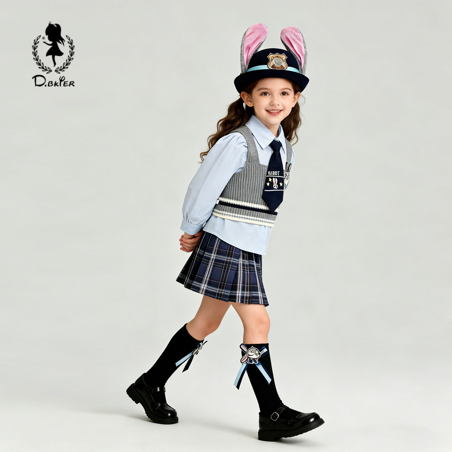 Hi!Fish女童学院风兔子警官jk裙