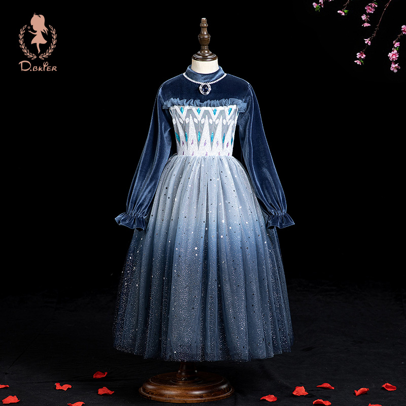 女童冰雪奇缘爱莎公主裙子