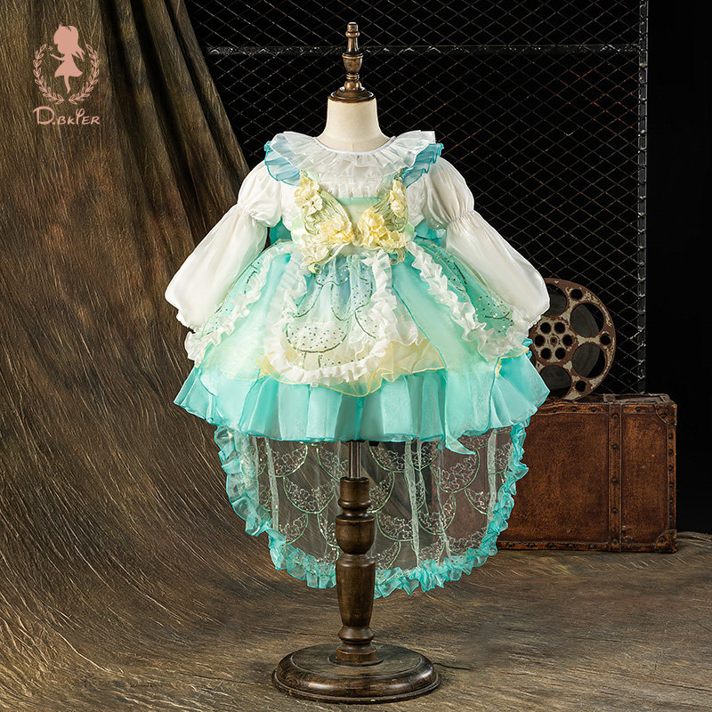 Hi！Fish女童春季蝴蝶仙子长袖洛丽塔公主裙女宝宝公主生日礼服裙