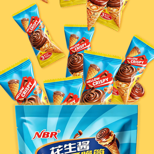 NER花生酱可可脆筒132克/袋*2袋休闲零食脆筒