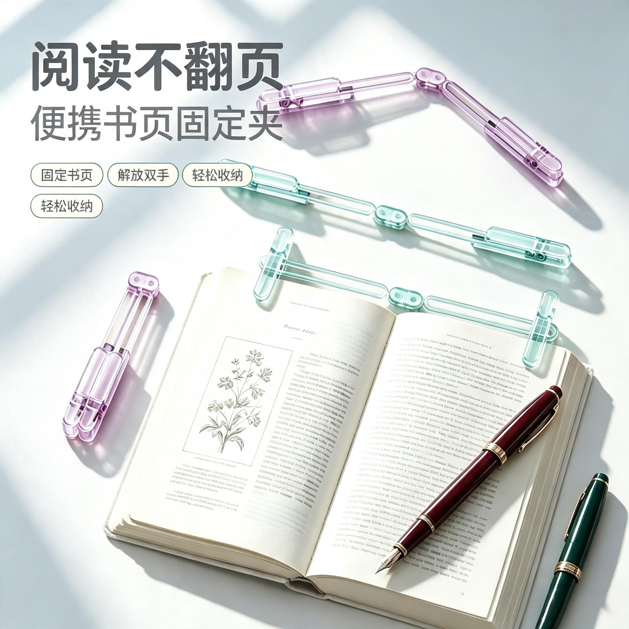 可折叠滑动书夹翻页防压阅读支架图片