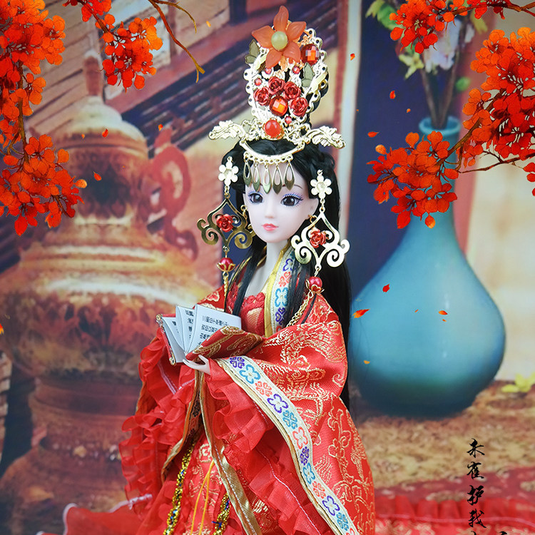 宫廷娃娃皇后贵妃超长拖尾盛装古代娃衣古装公仔生日礼物居家摆件