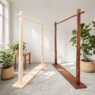 中式木质服装店实木挂衣架简约民宿卧室挂衣杆落地式衣帽架展示架