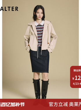 PSALTER诗篇斜纹风衣面料连帽抽绳双层下摆短外套2025秋季新款