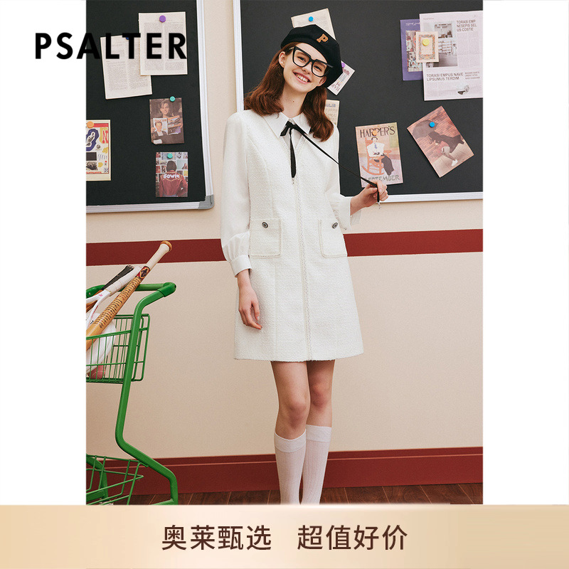 PSALTER诗篇秋翻领衬衫假两件学院小香风连衣裙